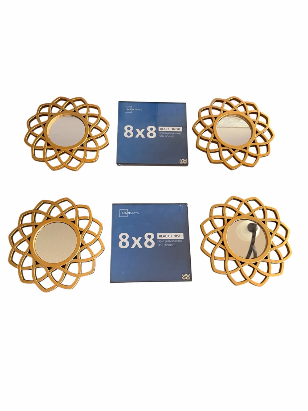 Mainstays Gold Floral Lattice Wall Mirror Set 6 pieces